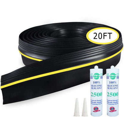 Universal Garage Door Bottom Threshold Seal Strip, with Sealant/Adhesive (10 feet and 20 feet)