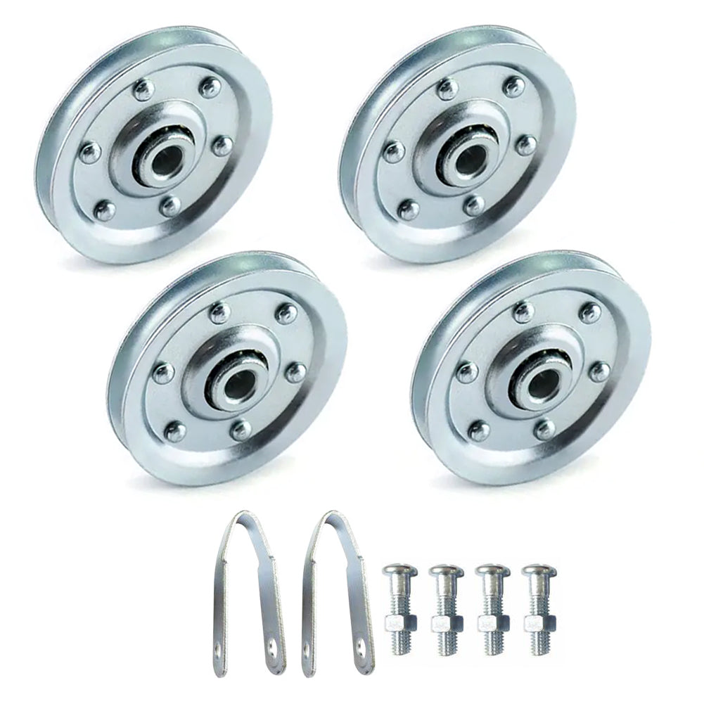 Garage Door 3" Pulley Kits, Kits Including 2 Stationary Pulleys and 2 Rear Wheel Pulleys with Clevis Fork,Garage Door Parts