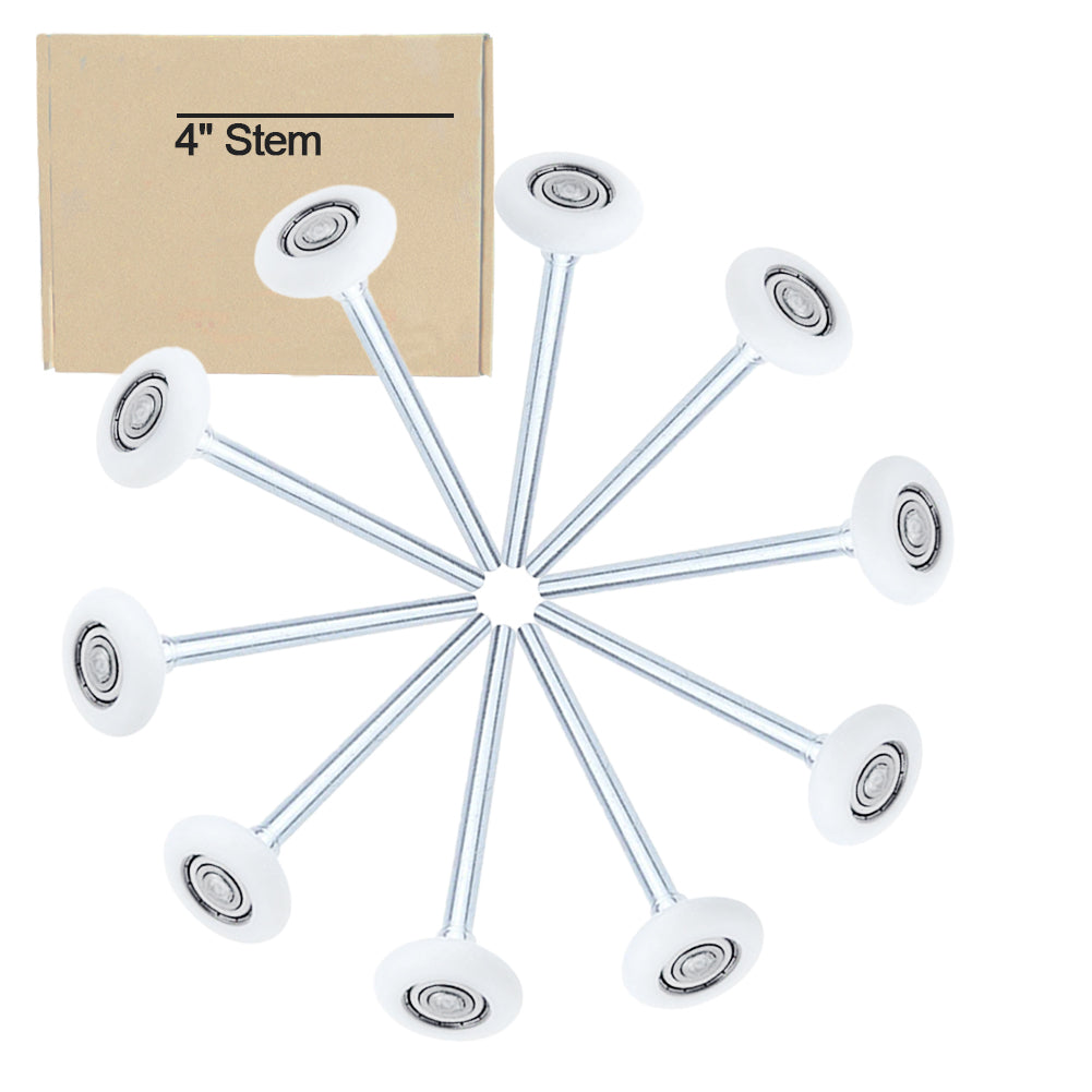 2'' Ultra-Quiet Nylon Garage Door Rollers, 6200-2RS Double Seals Bearing and 4'' stem (10 Pack)