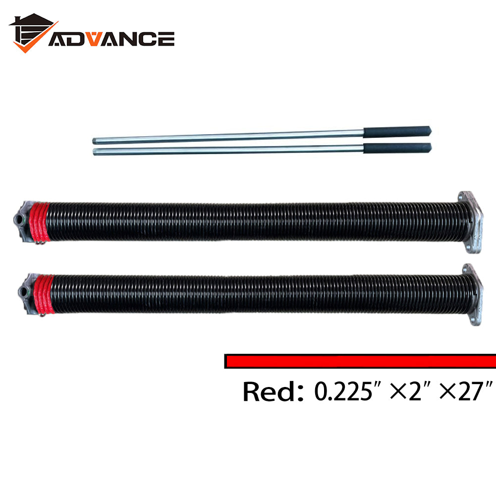 Pair of 2" Garage Door Torsion Springs with Non-Slip Winding Bars