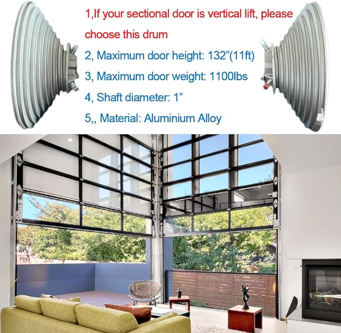 Garage Door Cable Drums Replacement Up to 11' High Doors Vertical Lift 850-11VL - One Pair