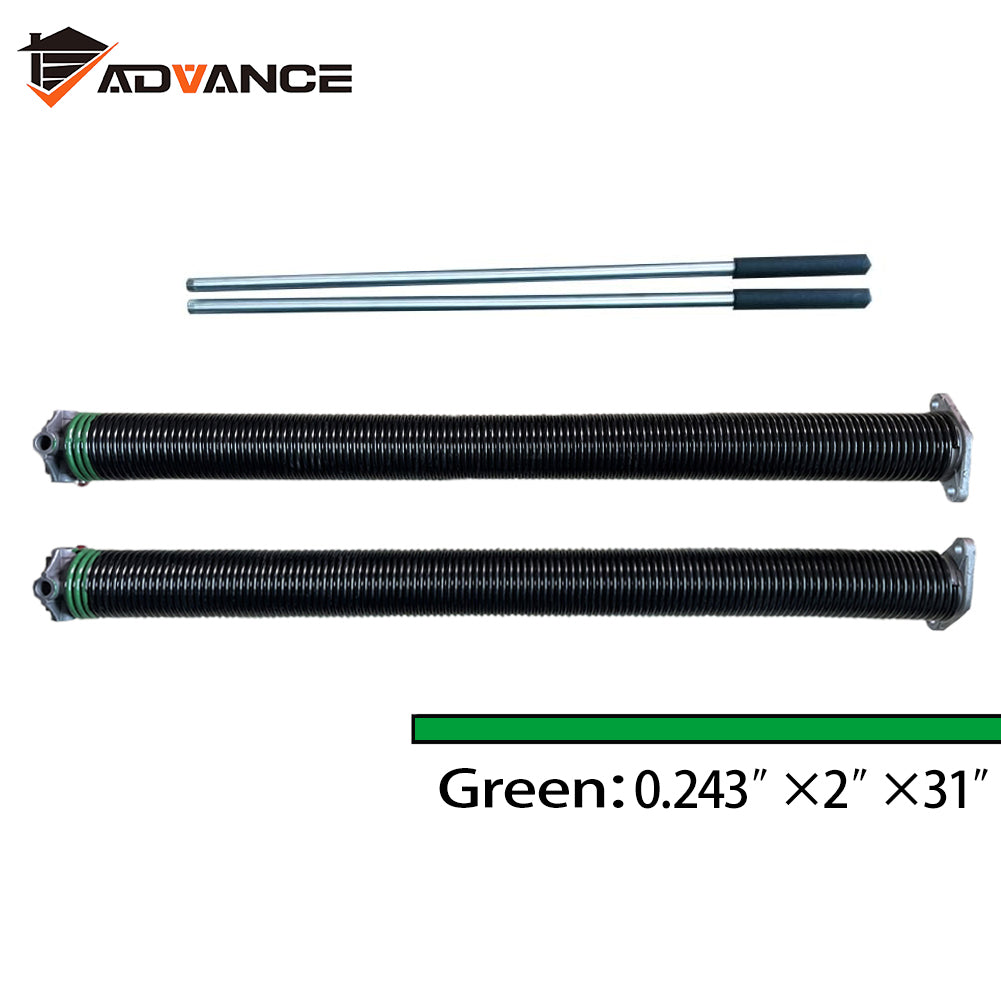 Pair of 2" Garage Door Torsion Springs with Non-Slip Winding Bars