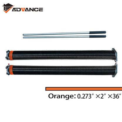 Pair of 2" Garage Door Torsion Springs with Non-Slip Winding Bars