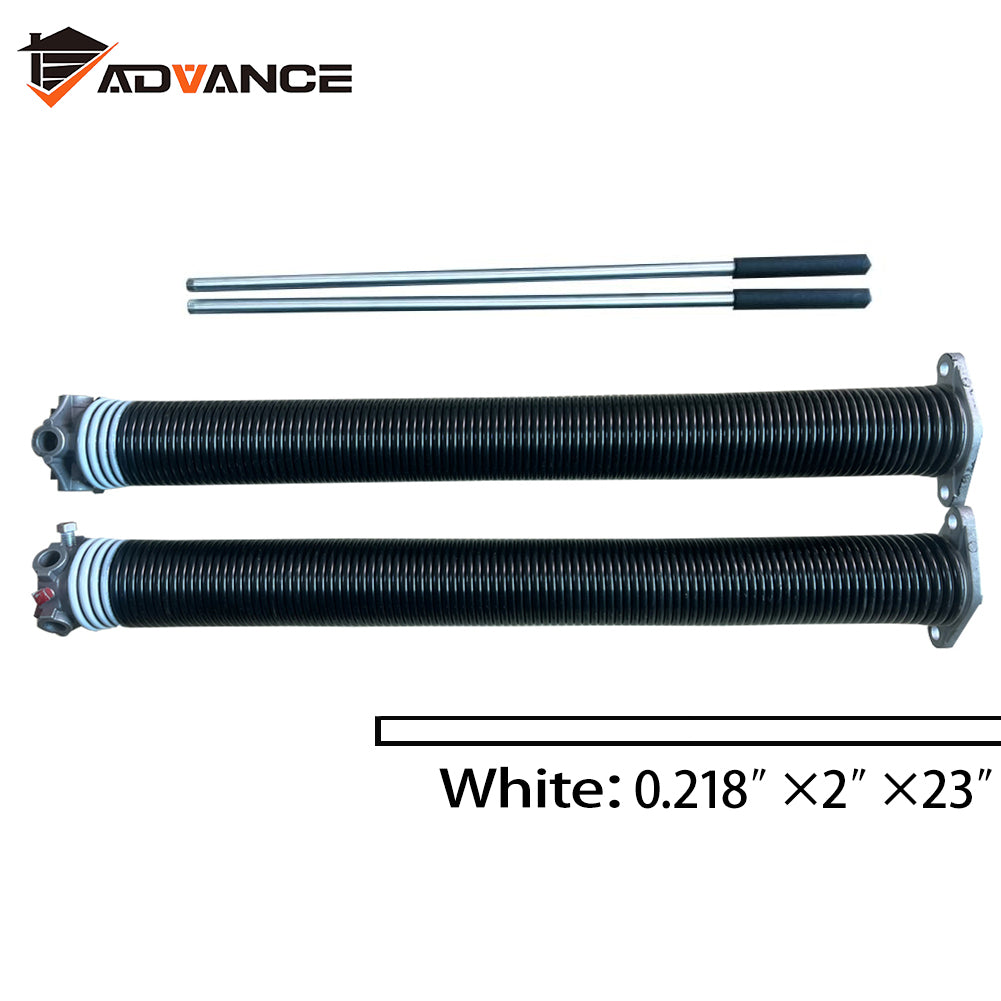 Pair of 2" Garage Door Torsion Springs with Non-Slip Winding Bars