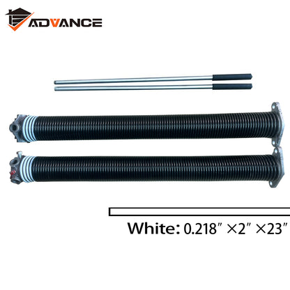 Pair of 2" Garage Door Torsion Springs with Non-Slip Winding Bars